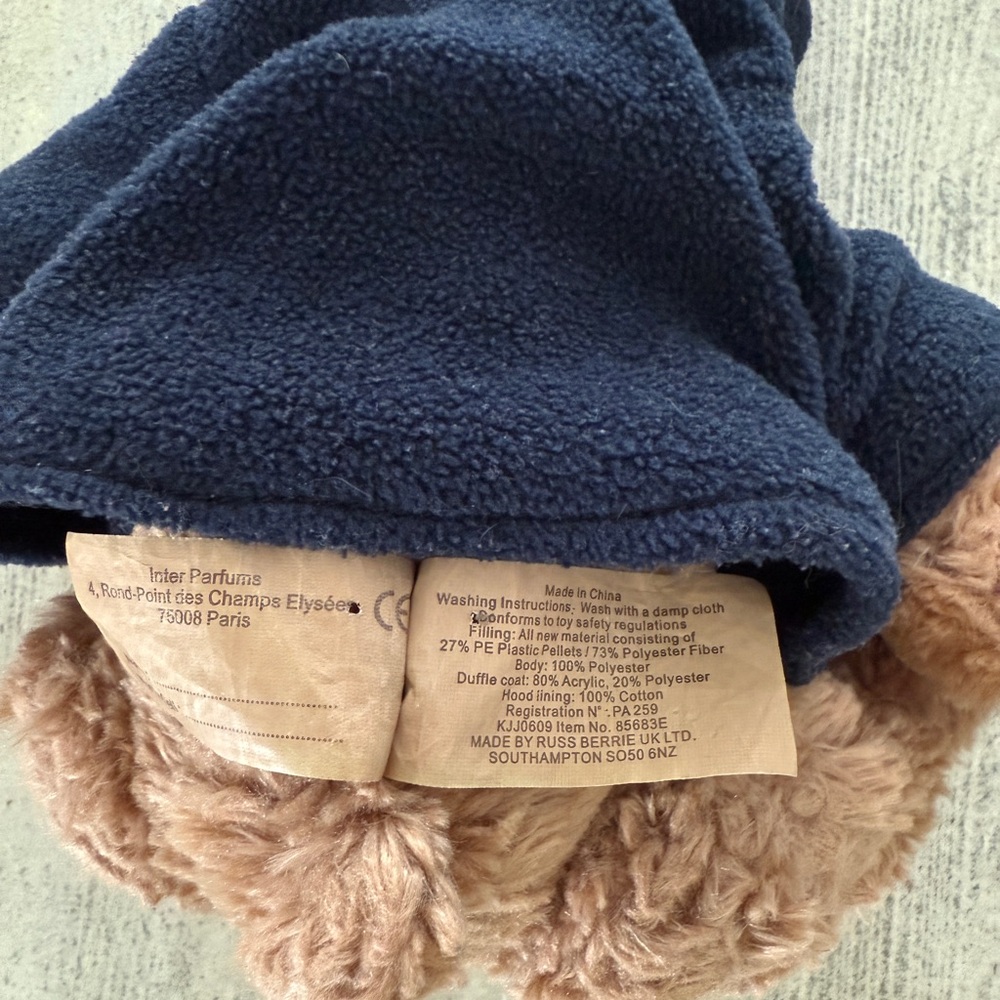Burberry 2009 Brown Teddy Bear with Navy Blue Hoodie-signature Burberry pattern. - Picture 6 of 8